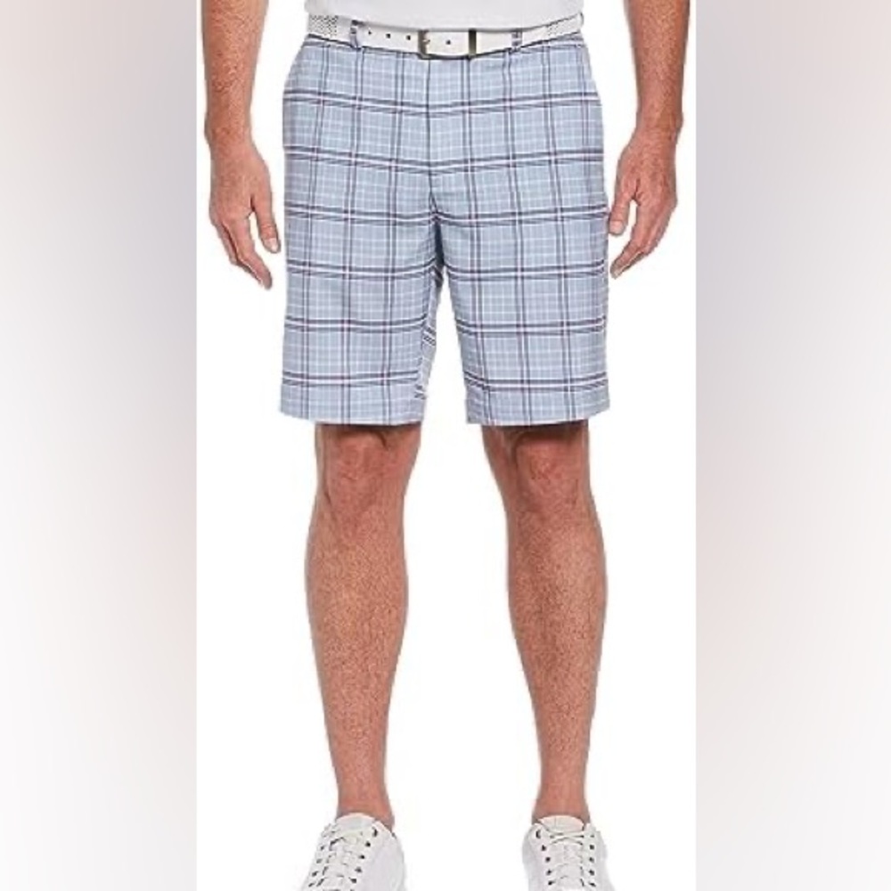PGA TOUR Men's Plaid Golf Short | Blue & White Plaid | Size 42